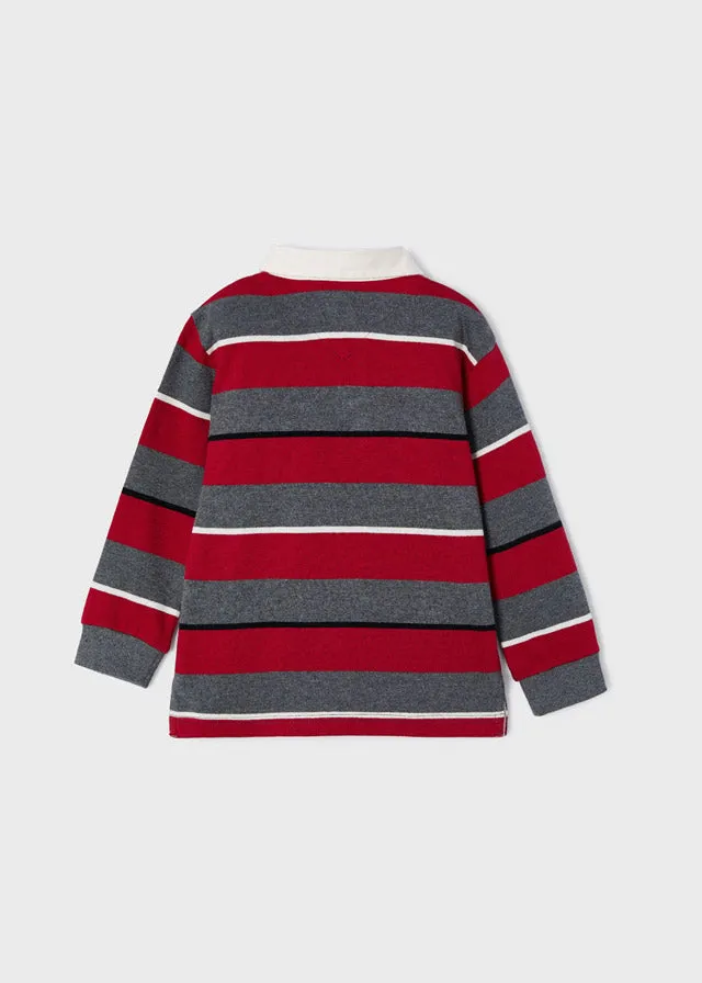 Mayoral Mini L/S Striped Polo _Red 4180-89