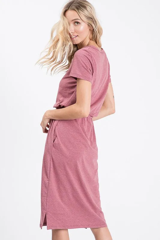 Melody Casual Midi Dress in Wine