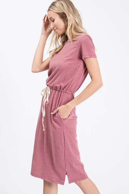 Melody Casual Midi Dress in Wine