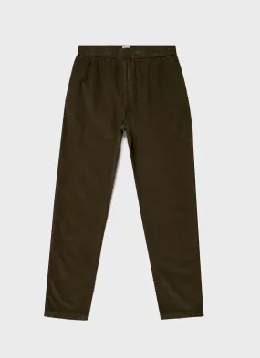 Men's Cellular Cord Drawstring Trouser in Dark Olive