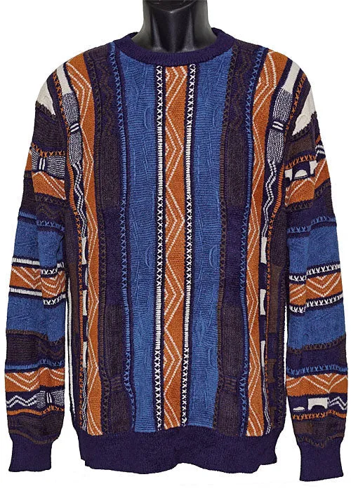 Men's Cigar Sweater | Abstract Chenille Pull Over | Navy