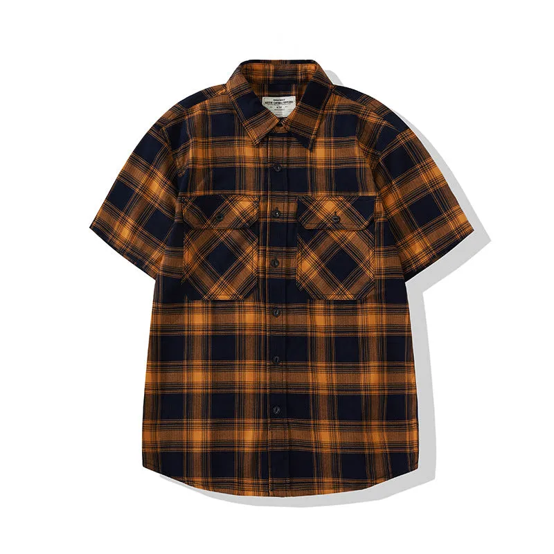 Men's Retro Casual Short Sleeve Plaid Shirt