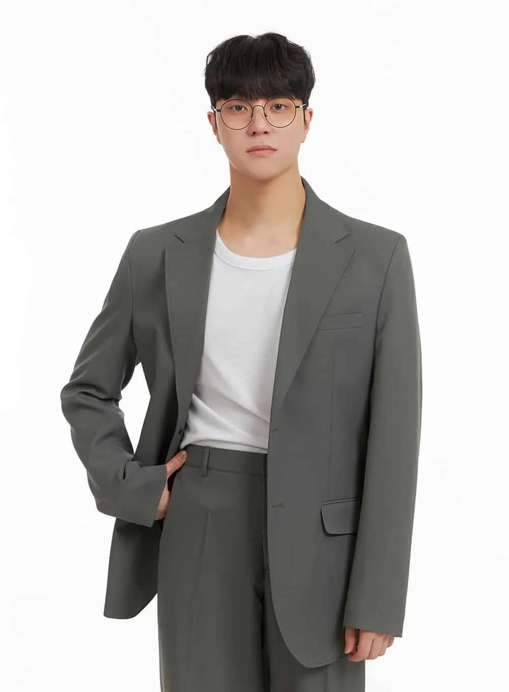 Men's Solid Blazer IA402