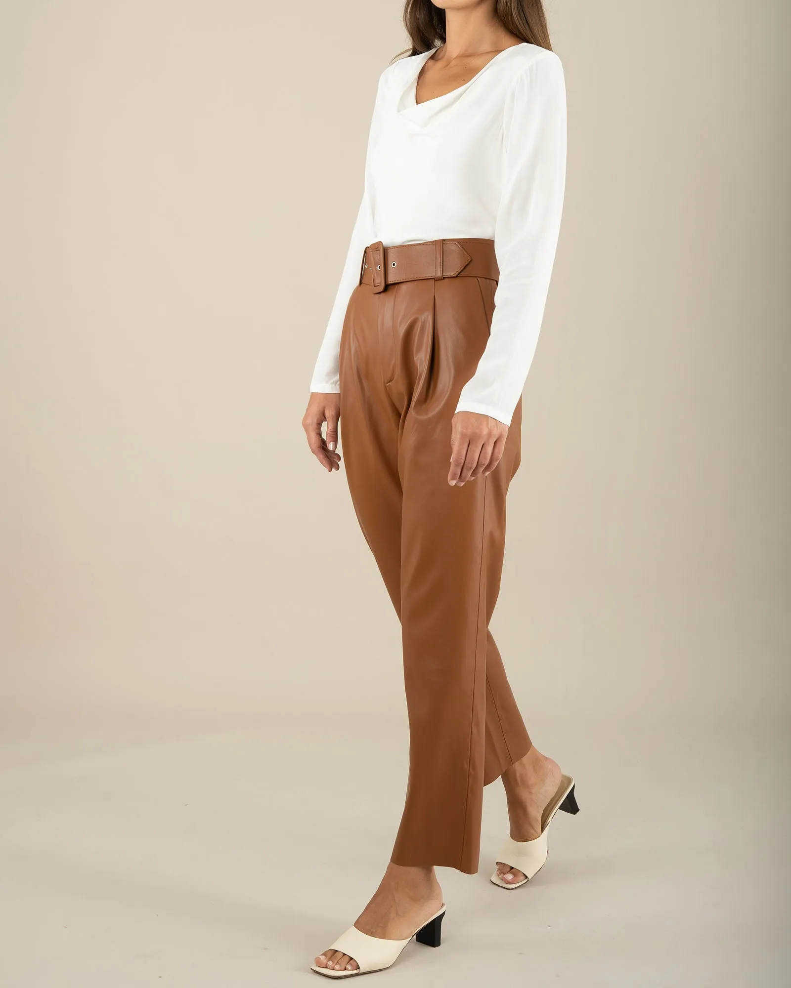 Monrow Vegan Leather Pant - Tan