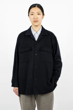 Open Collar Baggy Shirt Navy