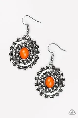 Paparazzi Accessories  - Summer Blooms #E114/Peg/C14 - Orange Earrings