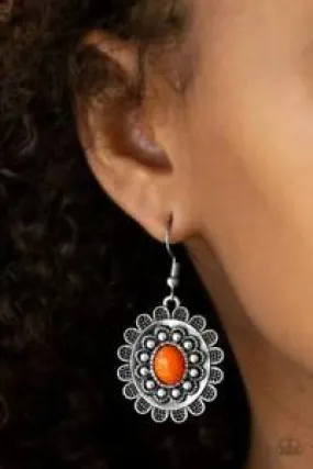 Paparazzi Accessories  - Summer Blooms #E114/Peg/C14 - Orange Earrings