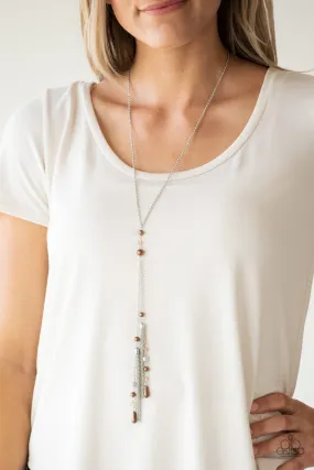 Paparazzi Timeless Tassels Brown Necklace Set