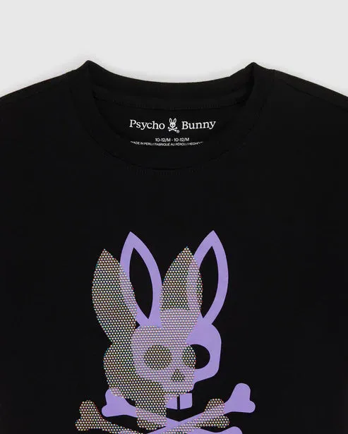 Psycho Bunny Kids Black Chicago HD Dotted Graphic T-Shirt_B0U412Z1PC-001