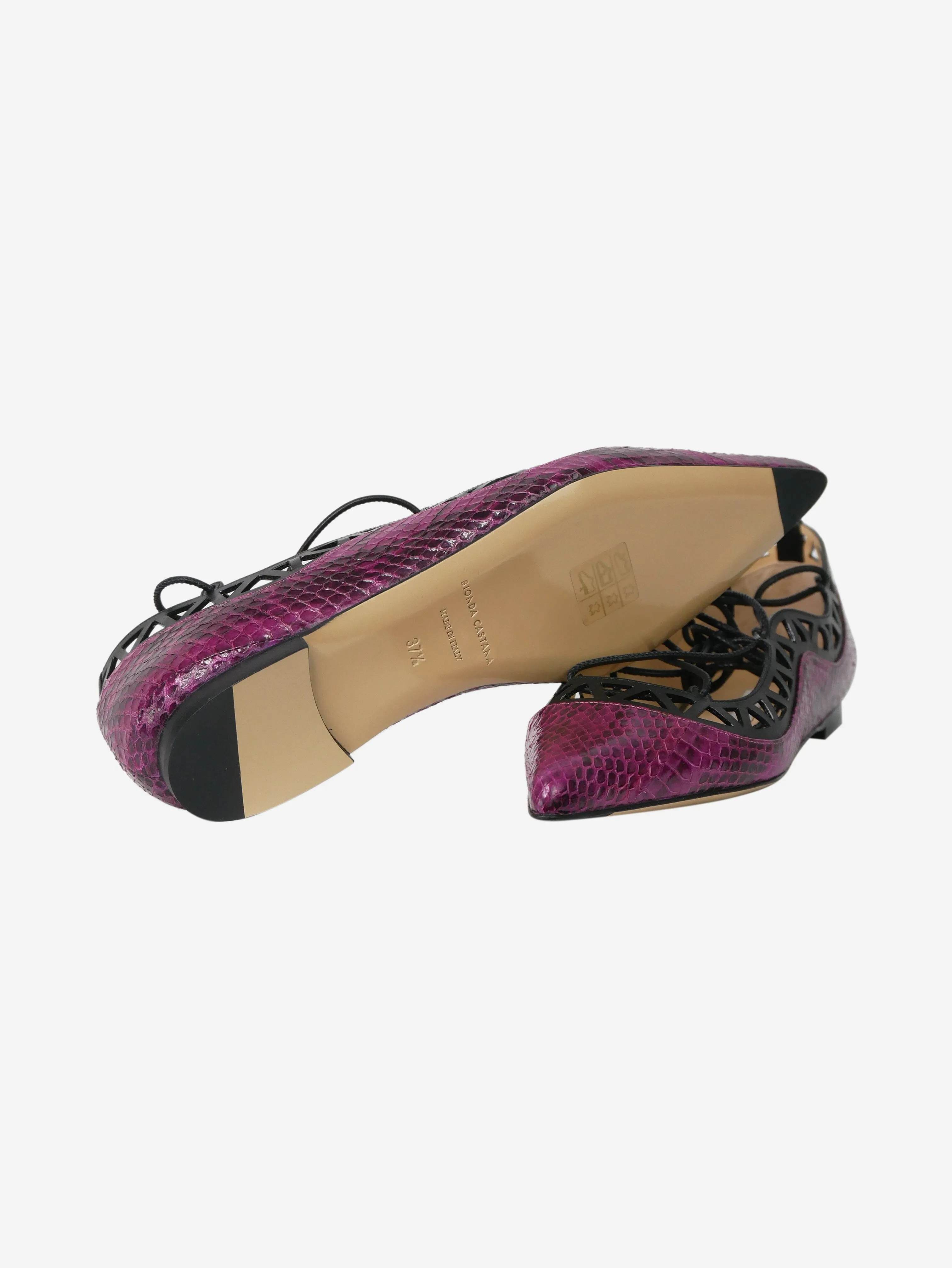 Purple snakeskin flats - size EU 37