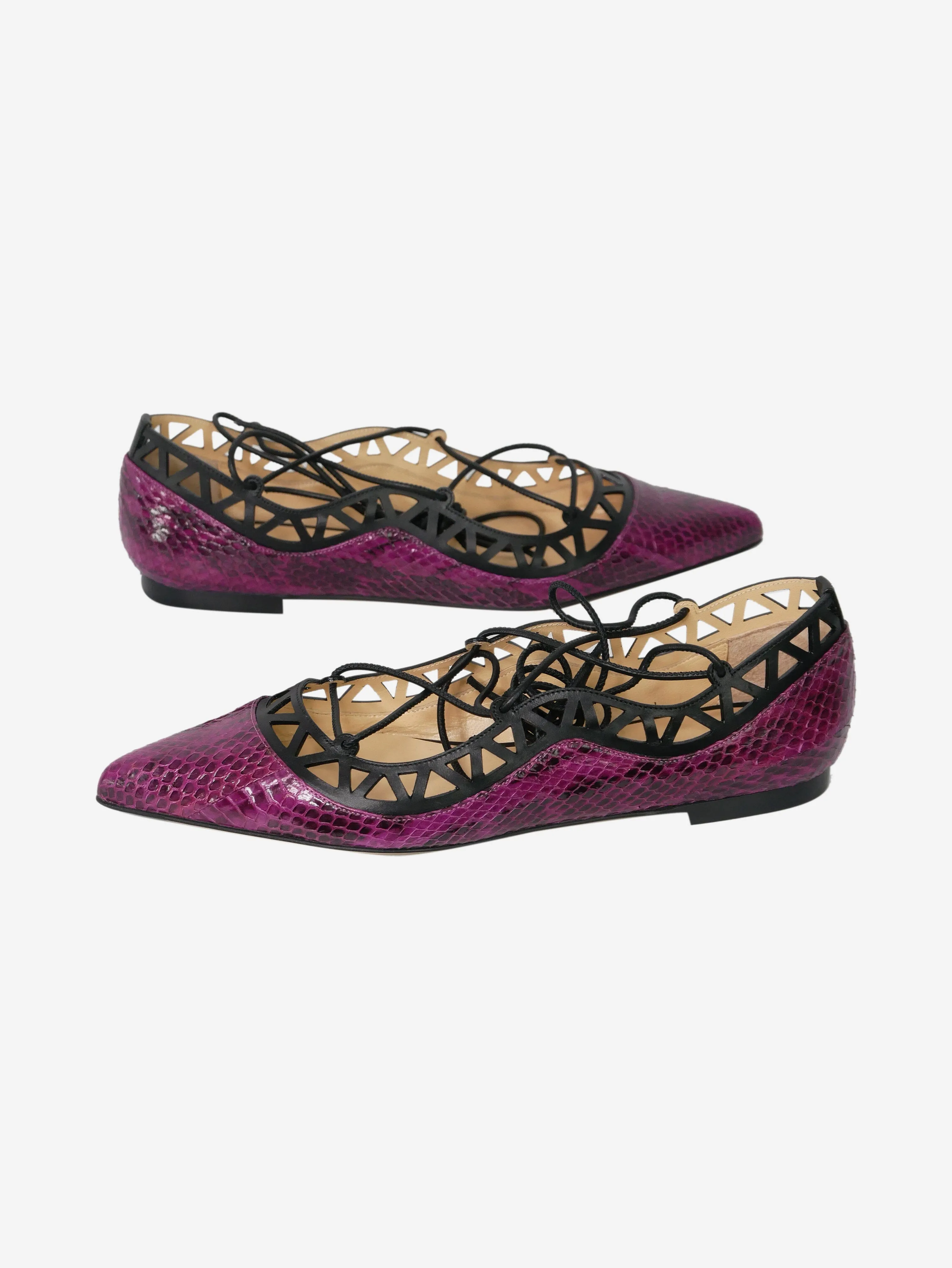 Purple snakeskin flats - size EU 37