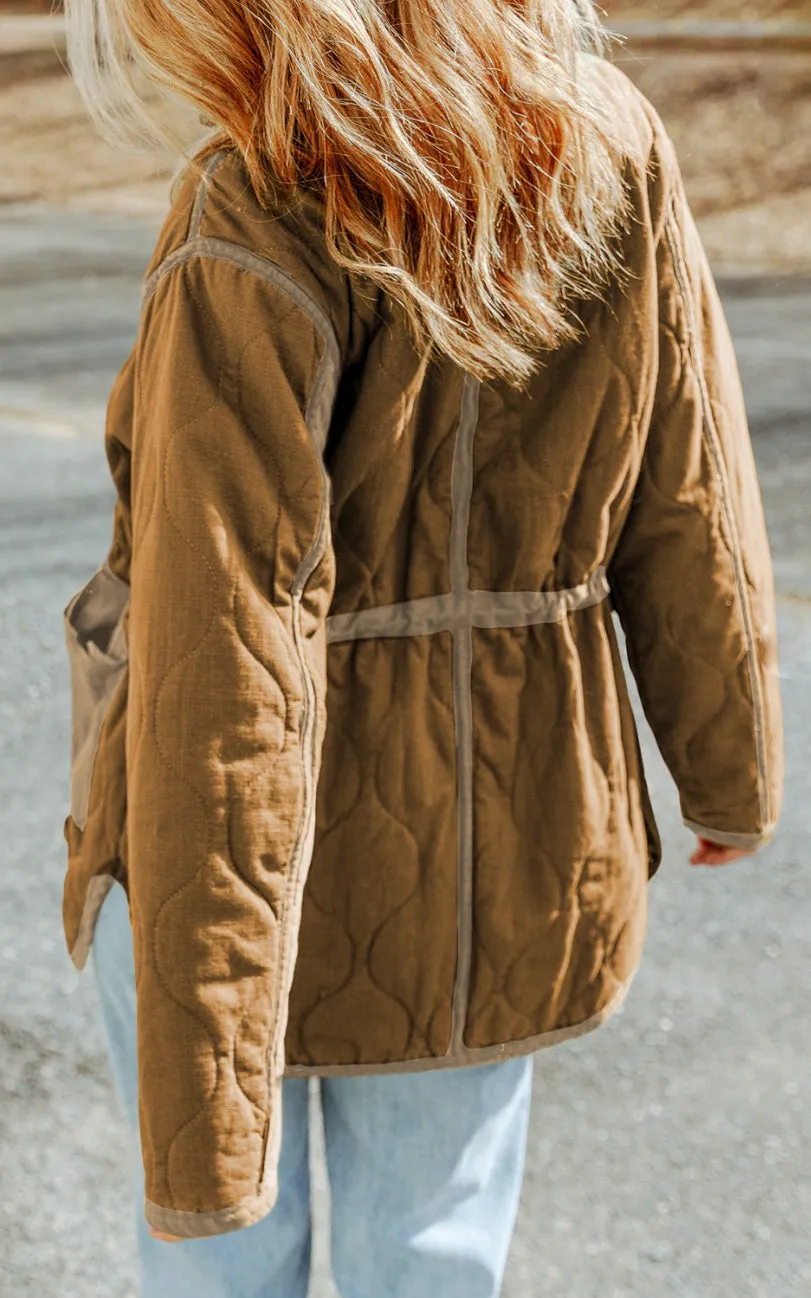 Quilted Stitch Jacket | Brown