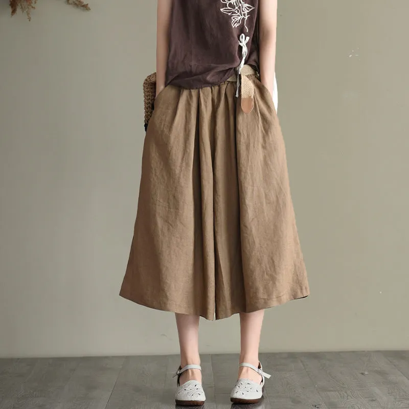 Retro Summer Linen Loose Wide Leg Casual Pants