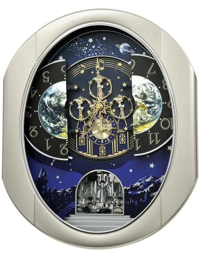 Rhythm Peaceful Cosmos II Musical Motion Wall Clock - Swarovski - 30 Songs