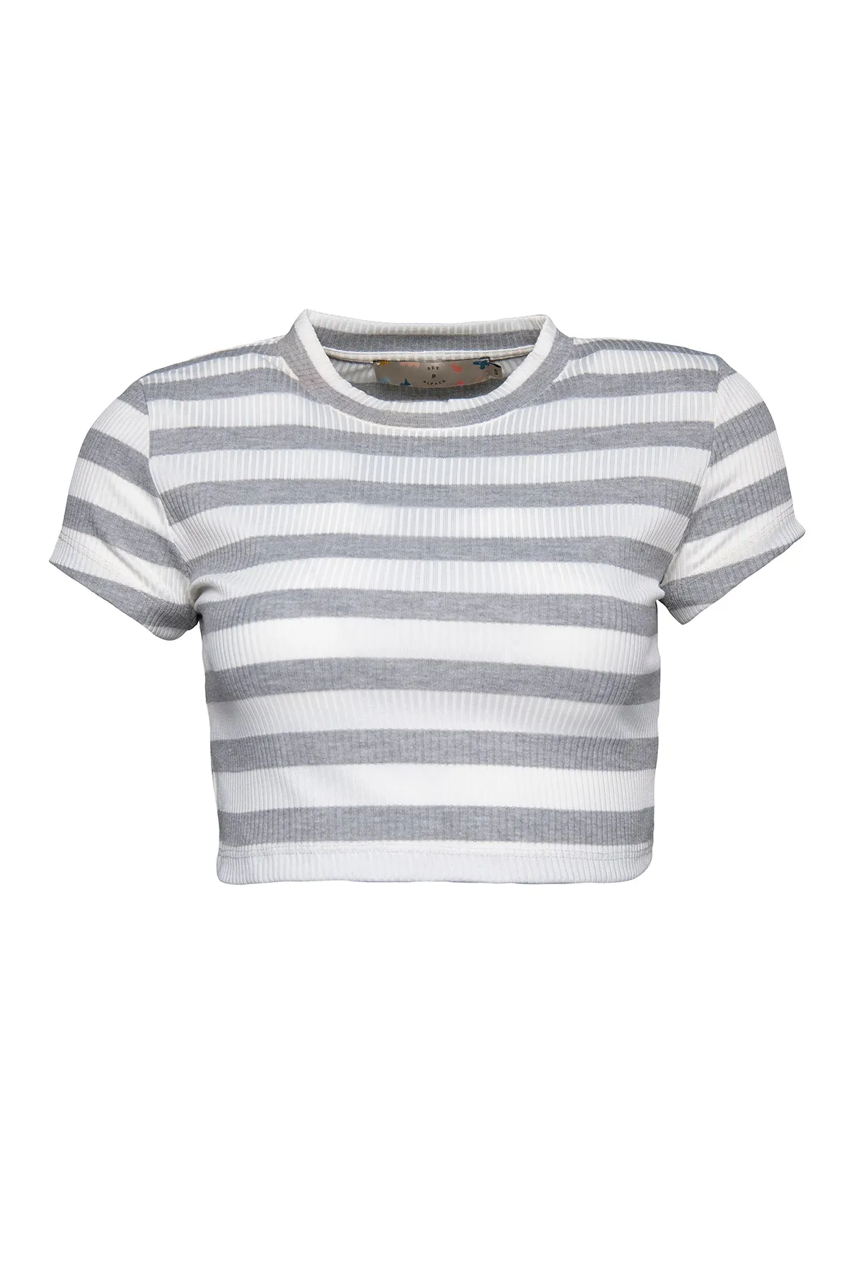 Ribbed Striped Crop T-Shirt