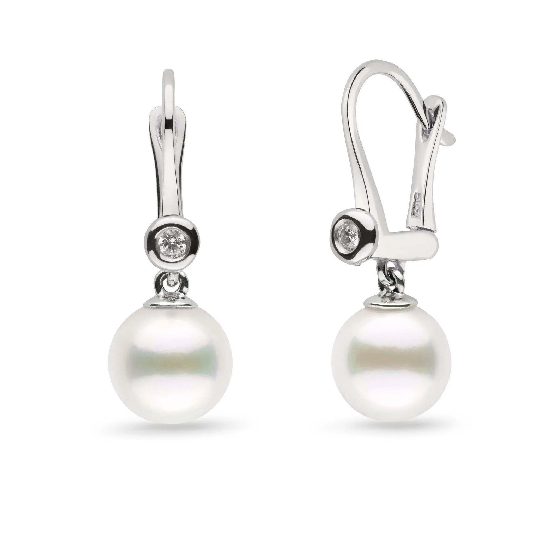 Romantic Collection White Freshadama Freshwater 8.5-9.0 mm Pearl & Diamond Dangle Earrings