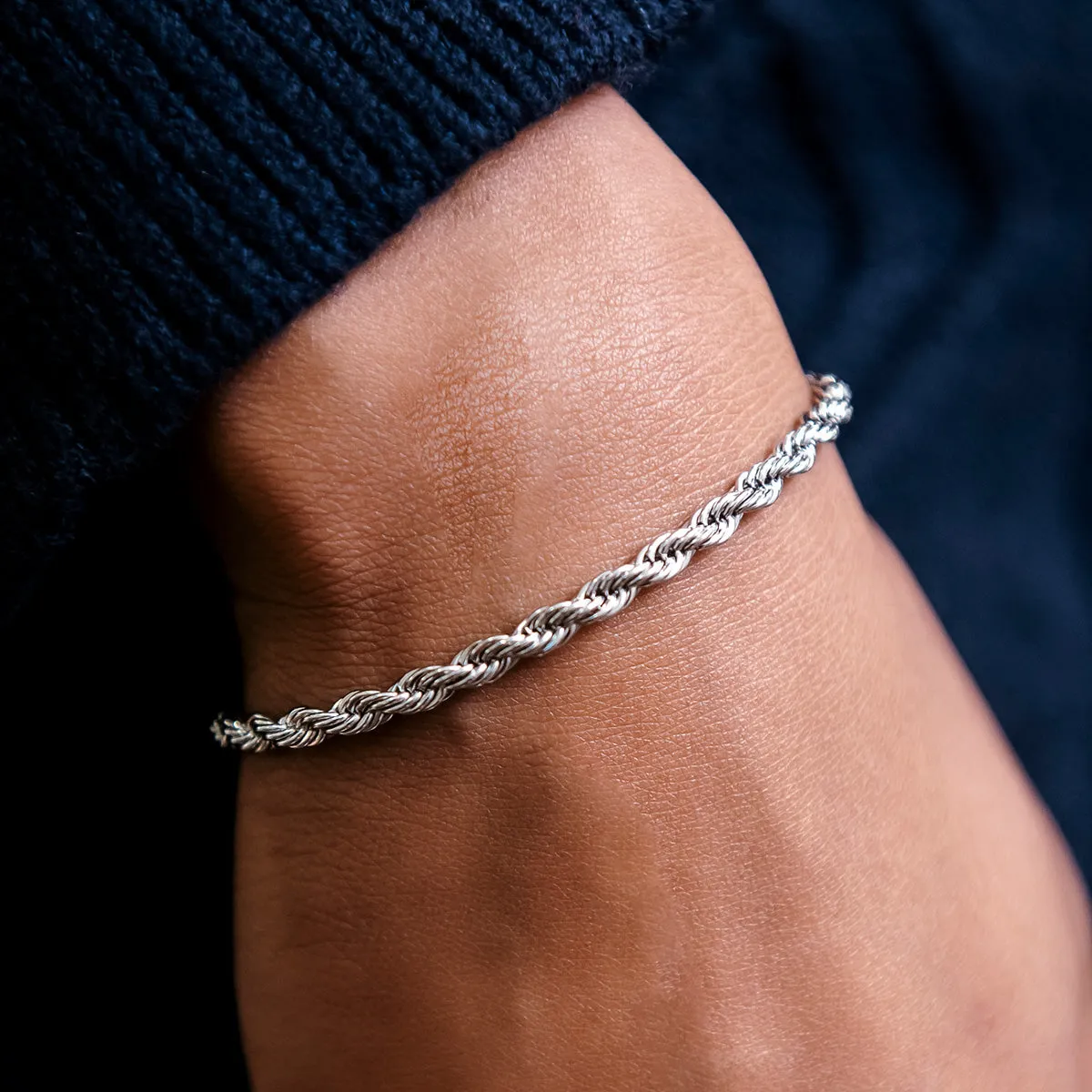 Rope Bracelet in White Gold- 4mm