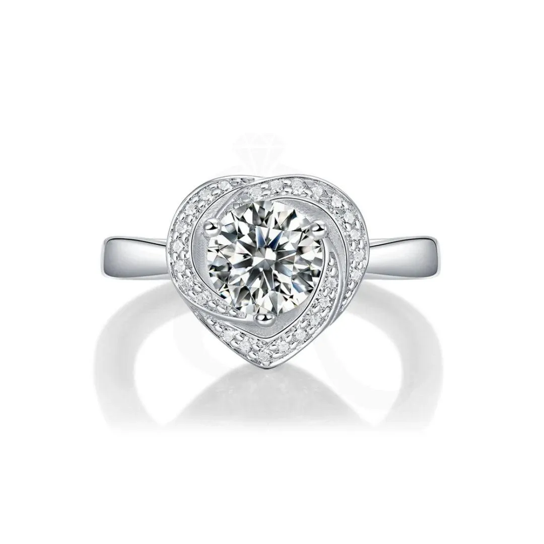 RSR-309 Moissanite Diamond Heart Ring 1.0 Carat | Pure 925 Italian Silver