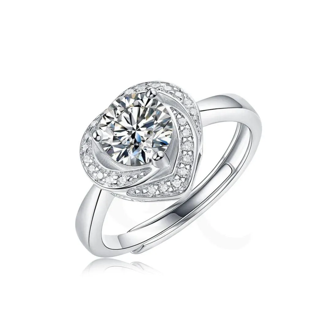 RSR-309 Moissanite Diamond Heart Ring 1.0 Carat | Pure 925 Italian Silver