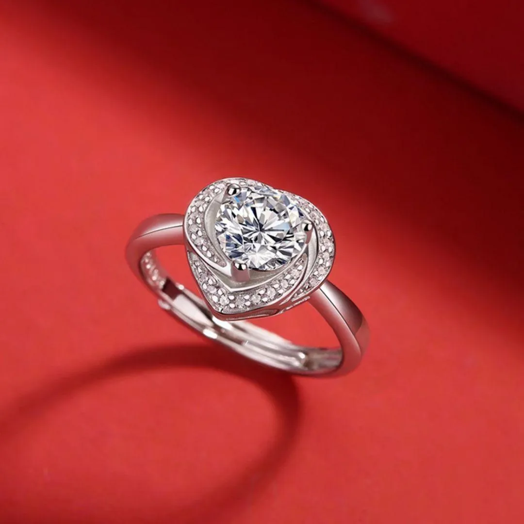 RSR-309 Moissanite Diamond Heart Ring 1.0 Carat | Pure 925 Italian Silver