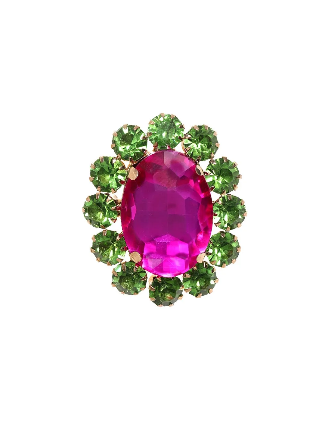 Rubans Voguish Enchanting Blossoms: Pink and Green AD Stud Earrings