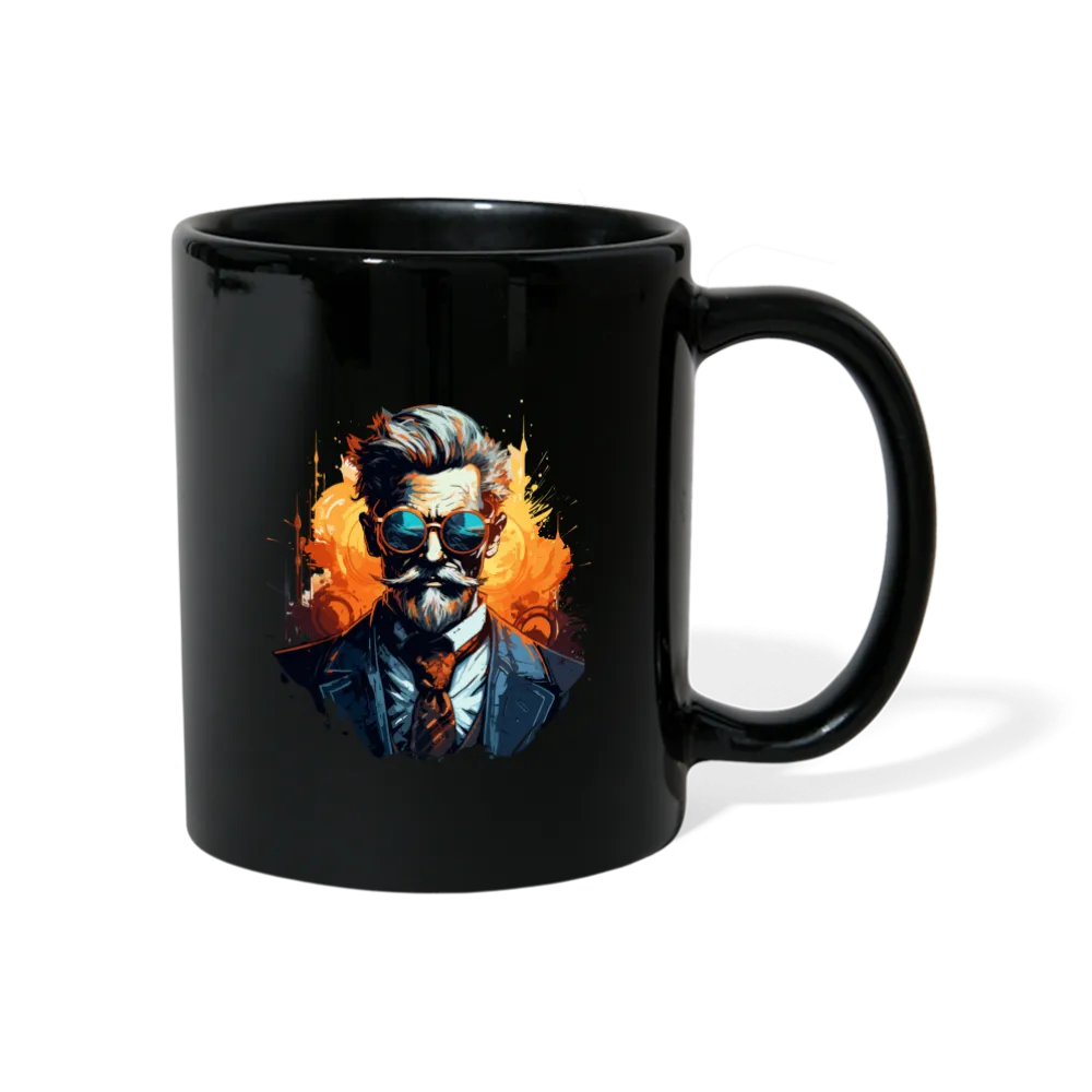 Schwarze Tasse mit Gentleman Motiv "Professor"