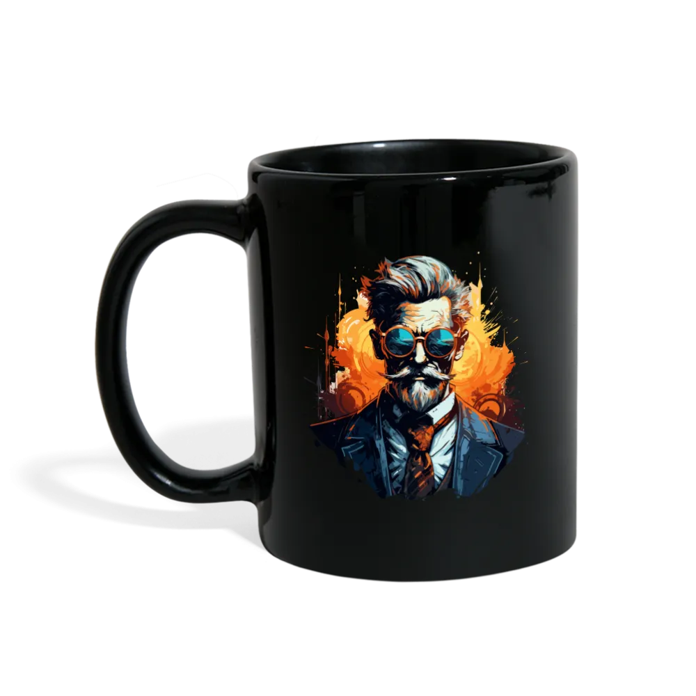 Schwarze Tasse mit Gentleman Motiv "Professor"