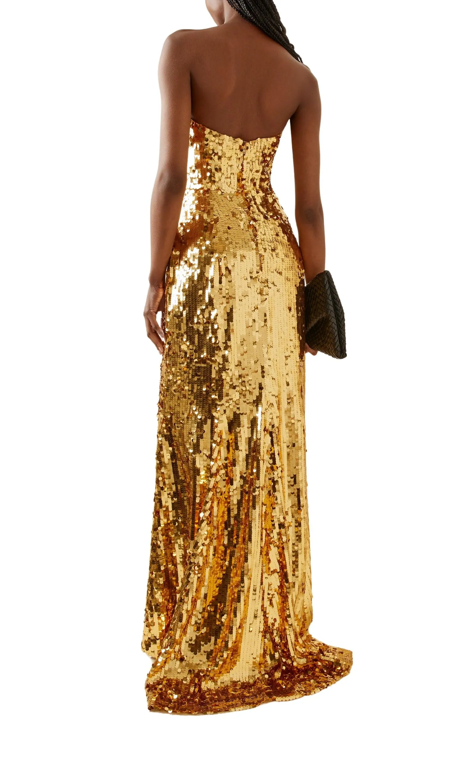 Sequined Strapless Gown Dress