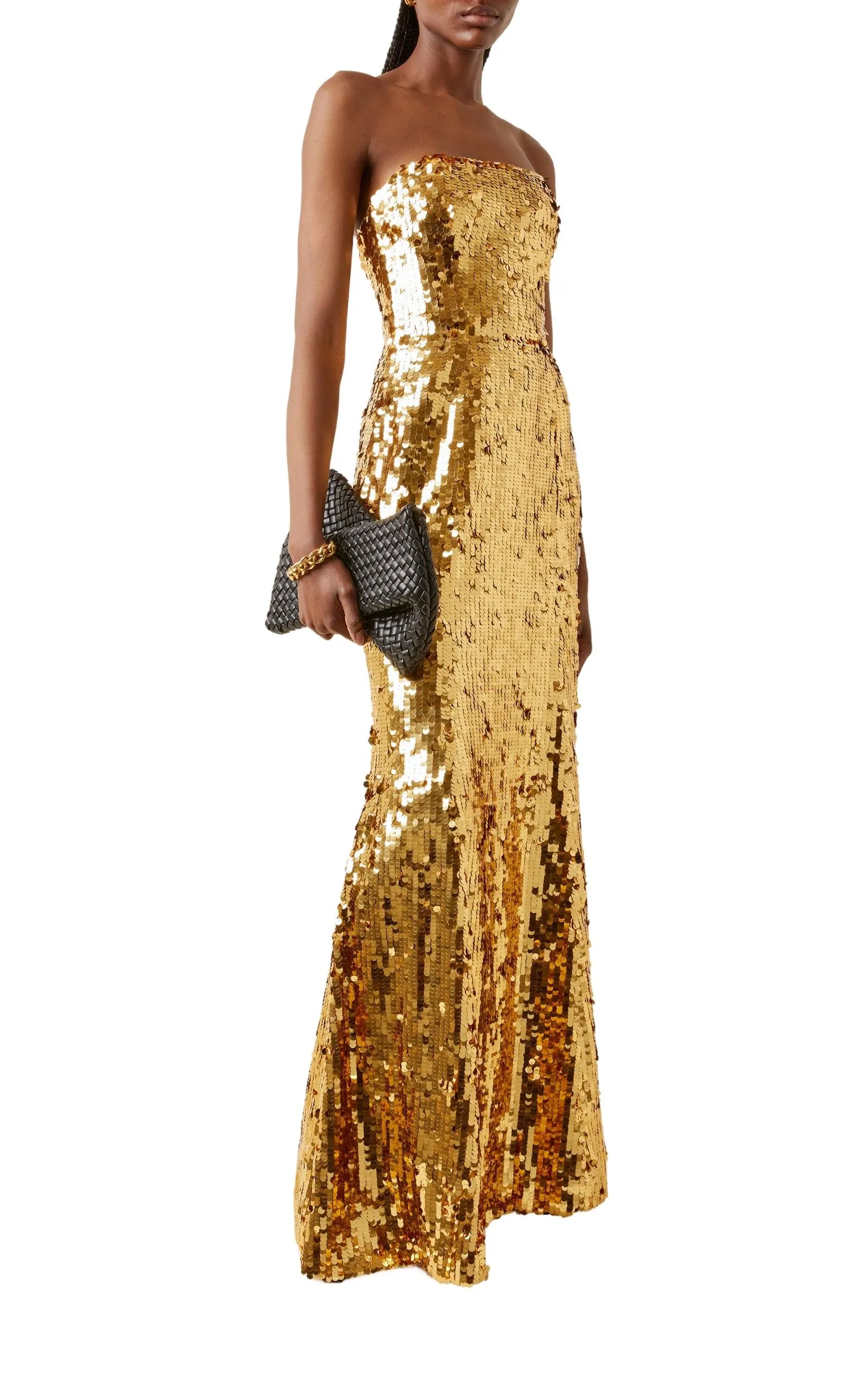 Sequined Strapless Gown Dress