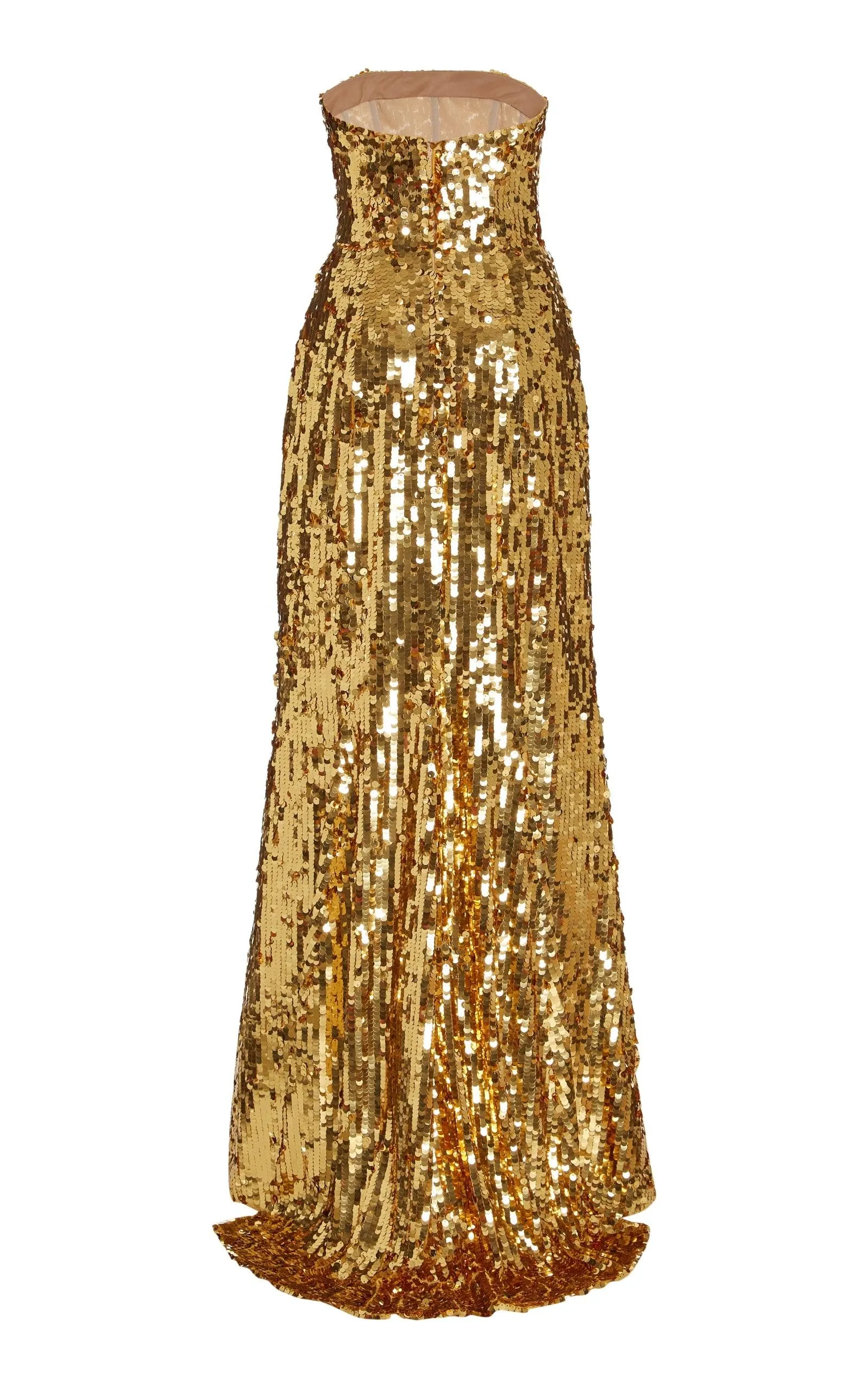 Sequined Strapless Gown Dress