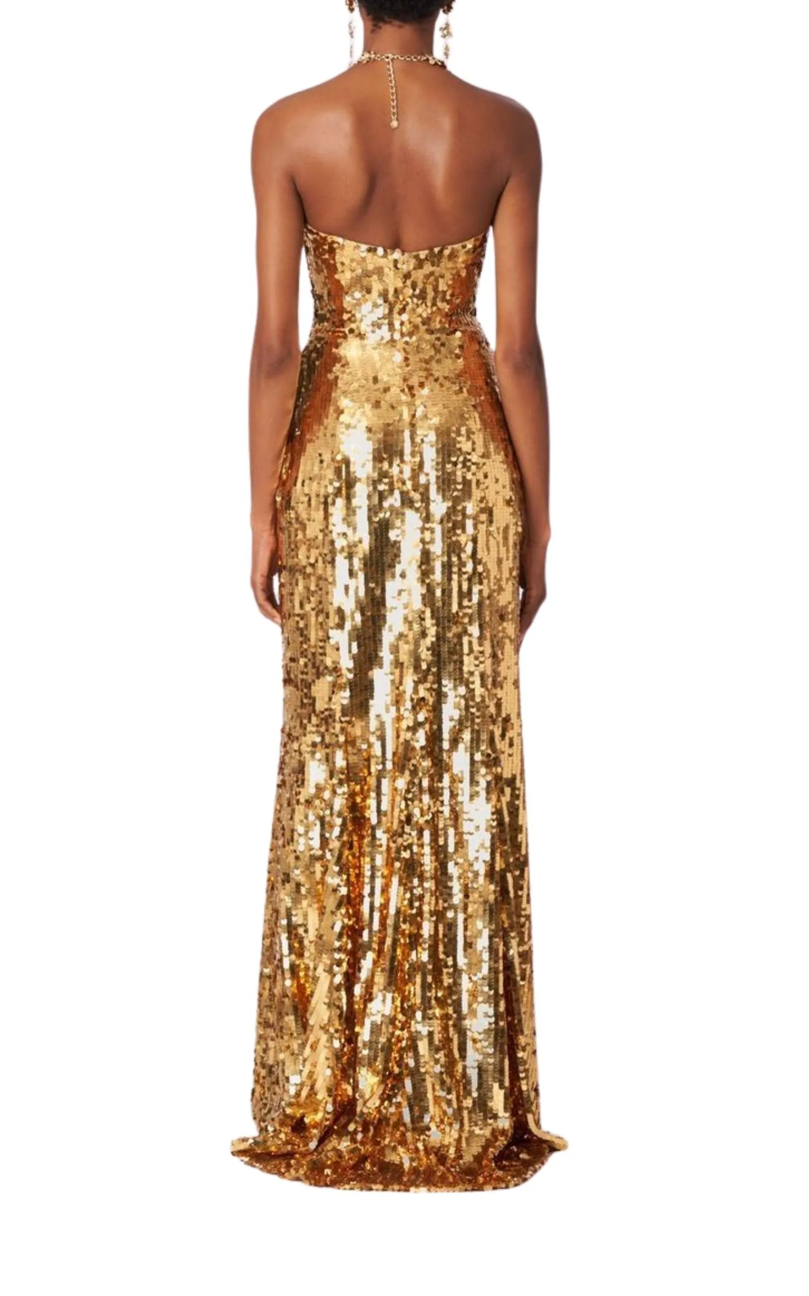 Sequined Strapless Gown Dress