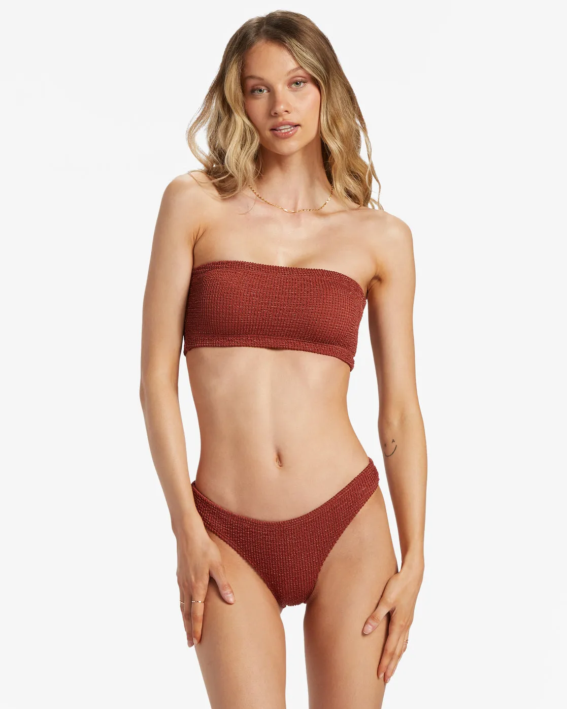 Shimmer High Tube Top Bikini Top - Deep Sienna