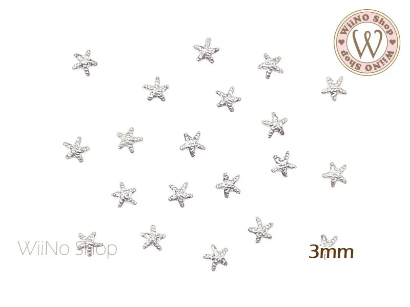 Silver Starfish Metal Studs - 10 pcs  (3/5/6mm)