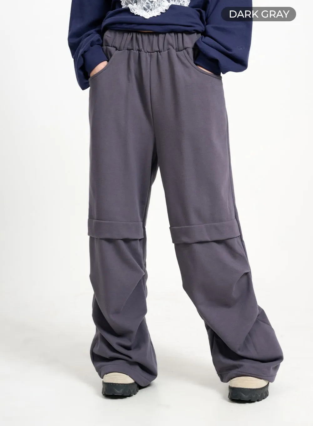 Solid Cotton Wide Sweatpants CM415