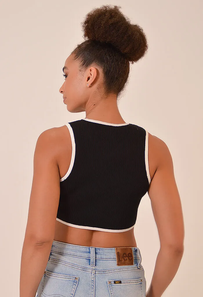 Sorbet Crop Top-Black/Cream