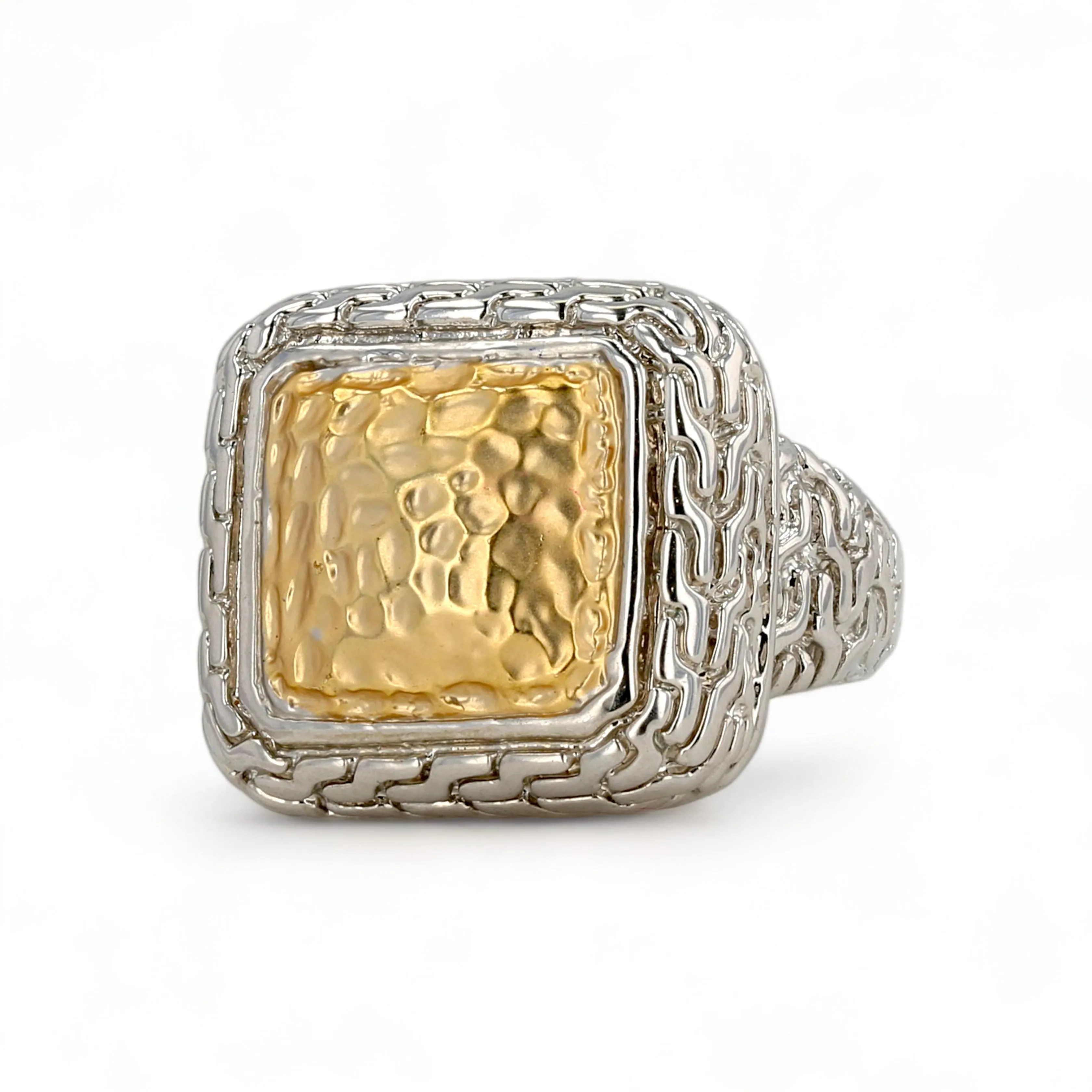 Sterling silver 925 and hammering gold  texture ring-63839