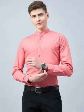 Style Quotient Men Pink Cotton Solid Formal Shirt