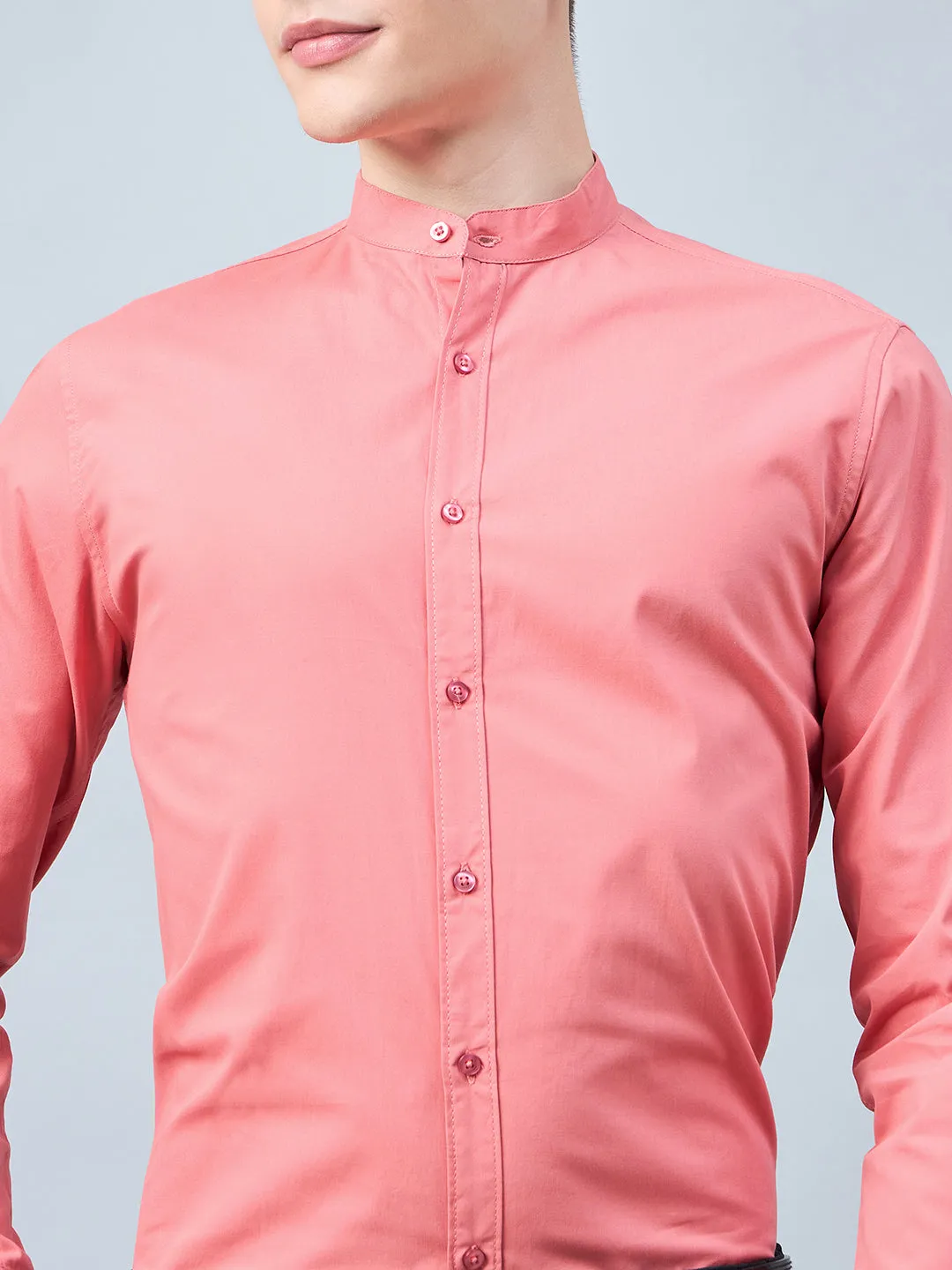 Style Quotient Men Pink Cotton Solid Formal Shirt