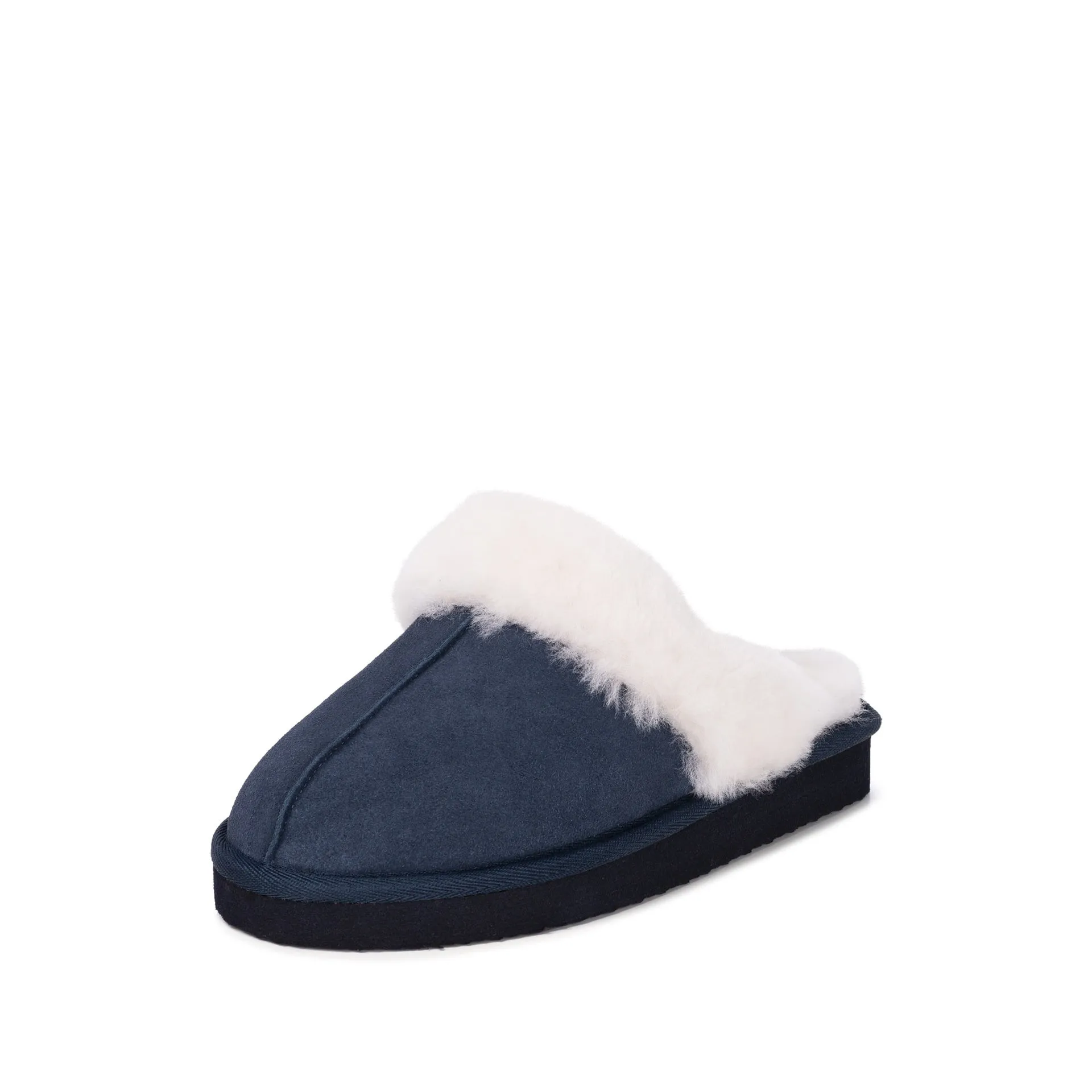 SUZIE NAVY SHEEPSKIN SLIPPER MULE