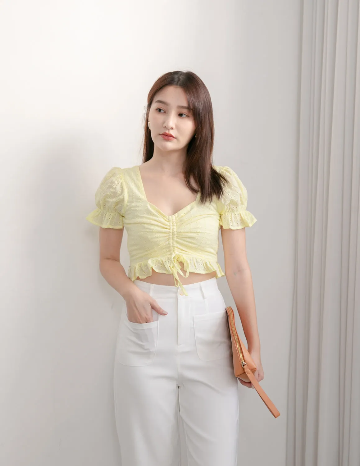 Tammy Eyelet Top in Yellow