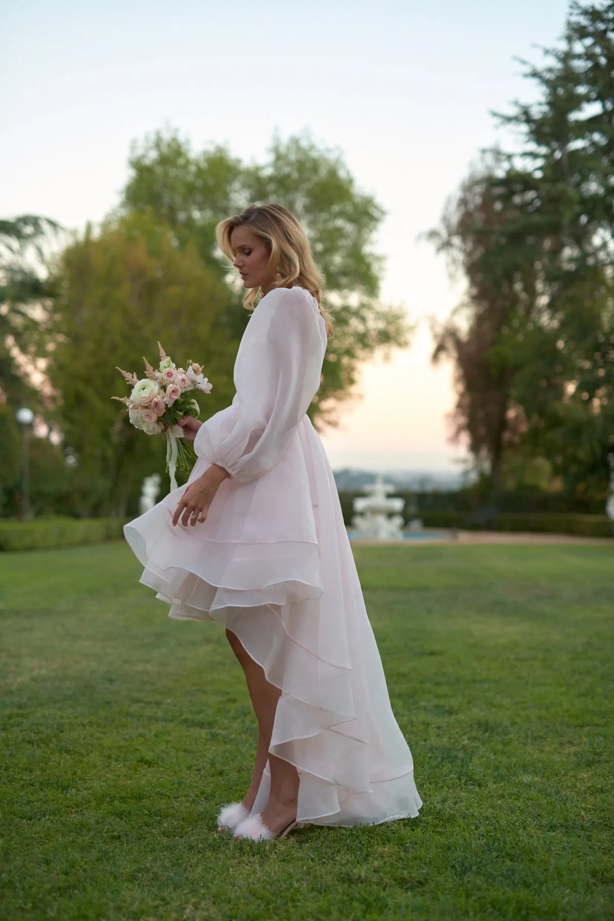 The Blush Angel Mini Bustle Dress