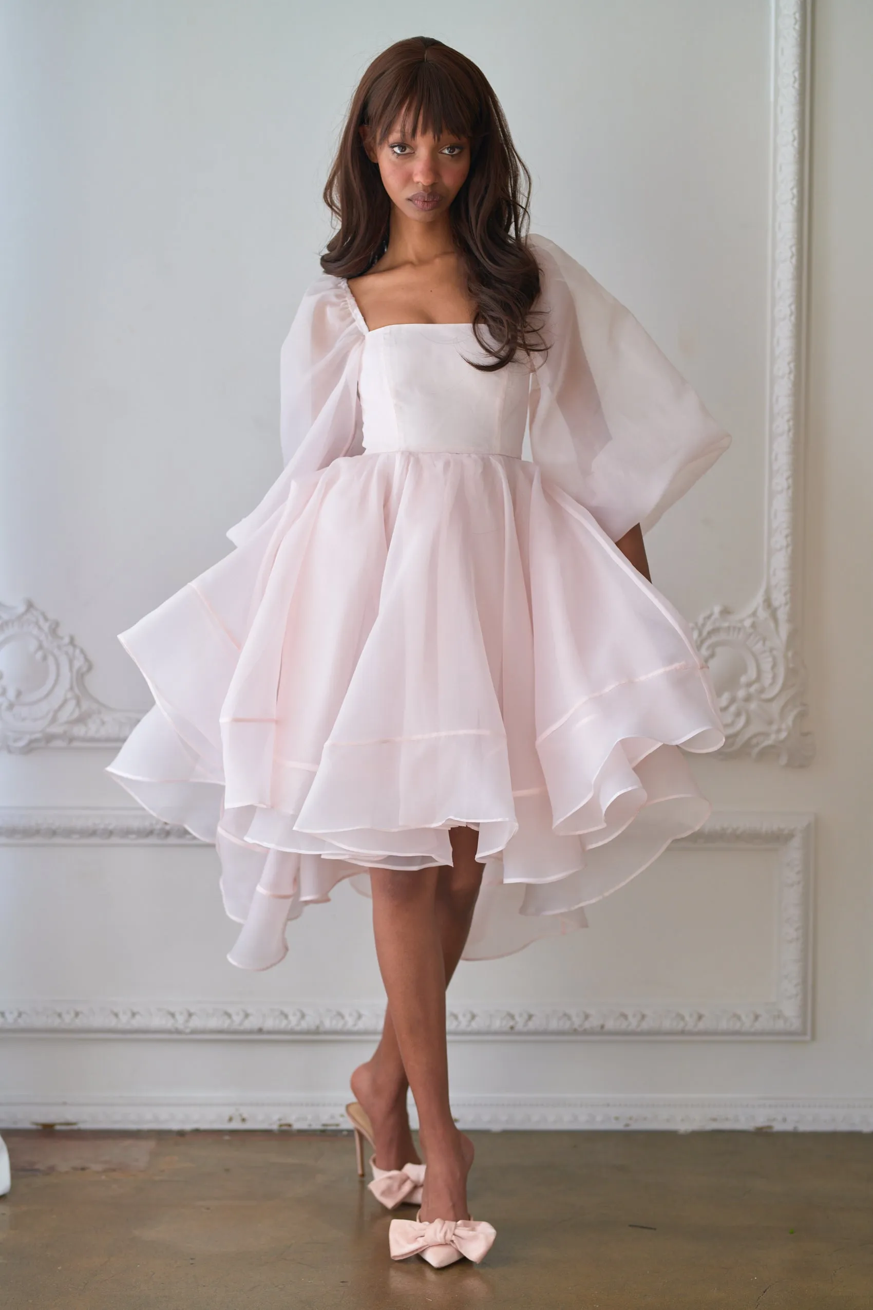 The Blush Angel Mini Bustle Dress