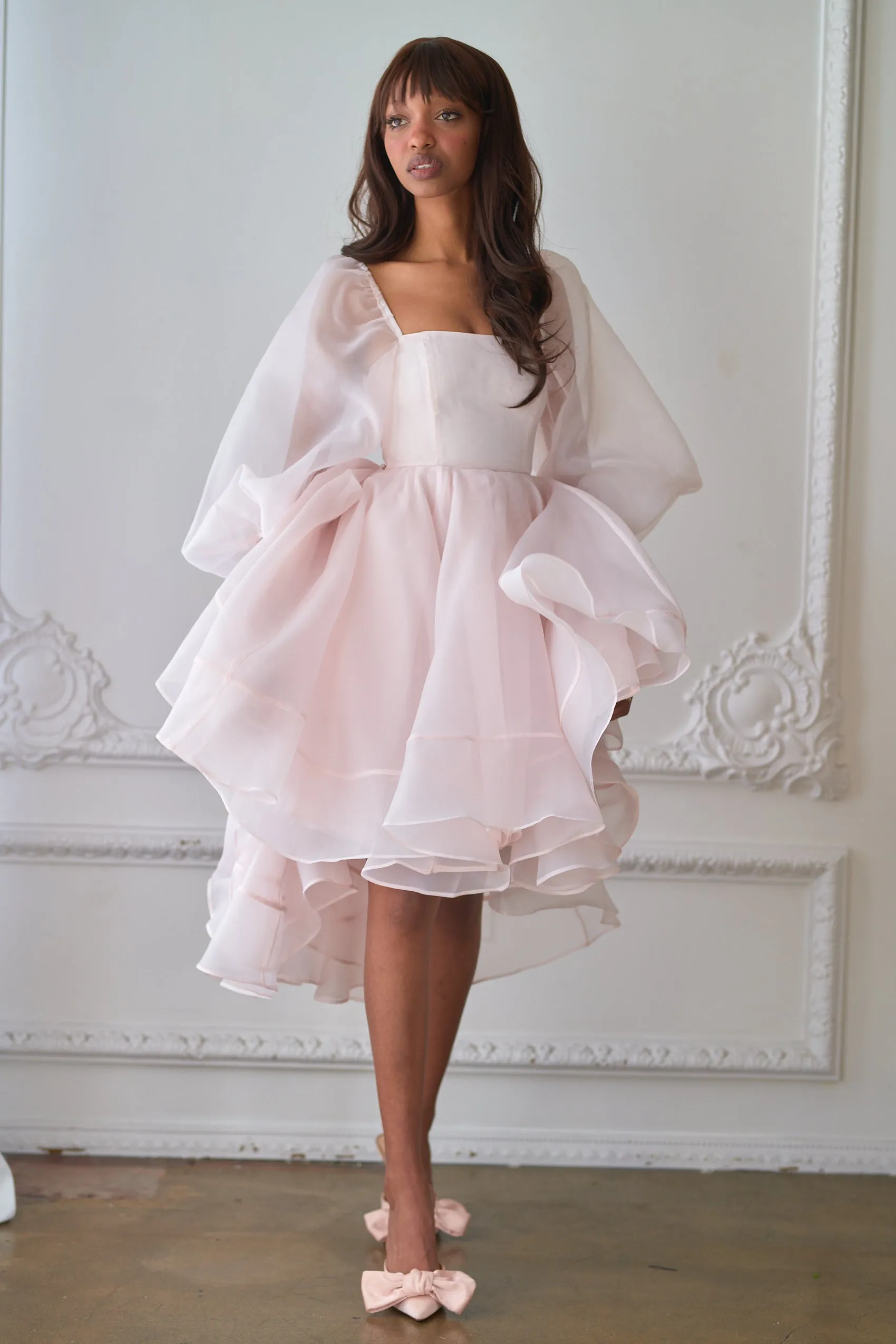 The Blush Angel Mini Bustle Dress