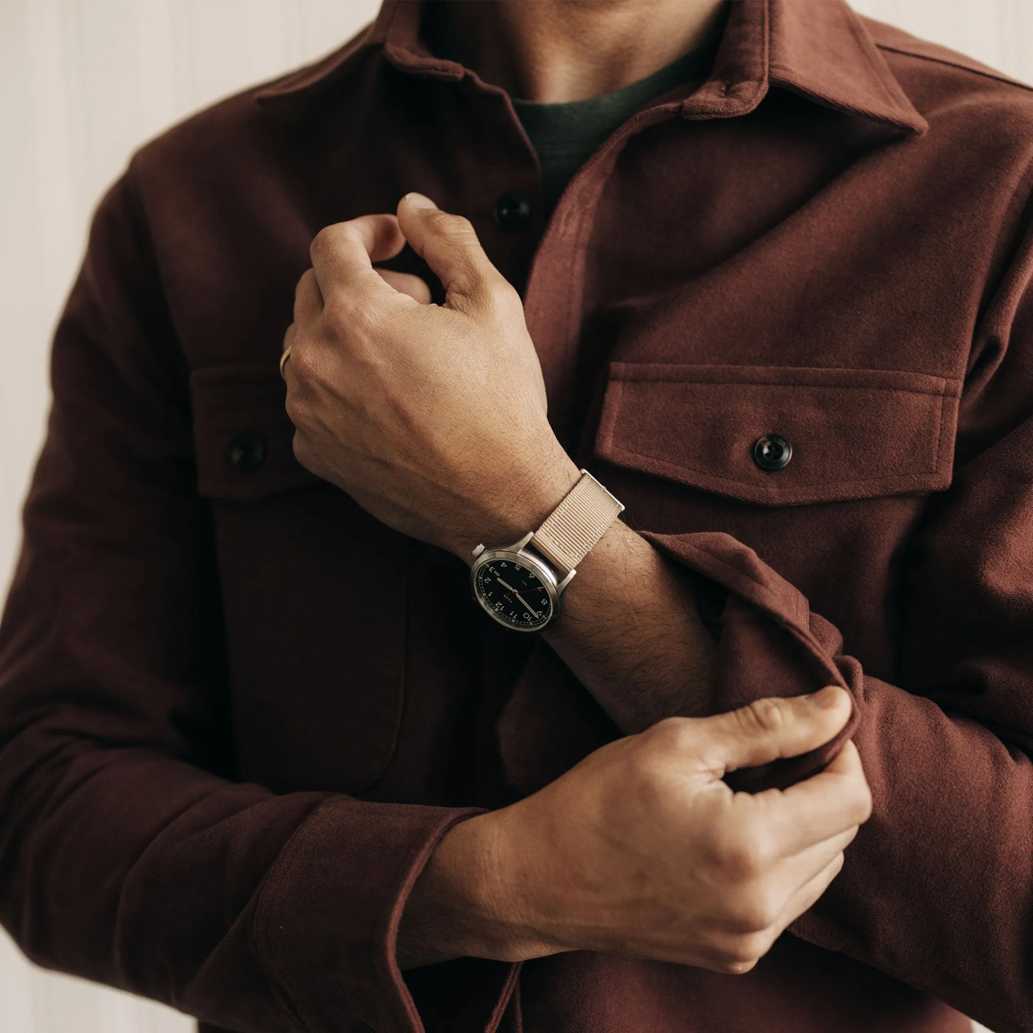 The Maritime Shirt Jacket in Black Cherry Moleskin