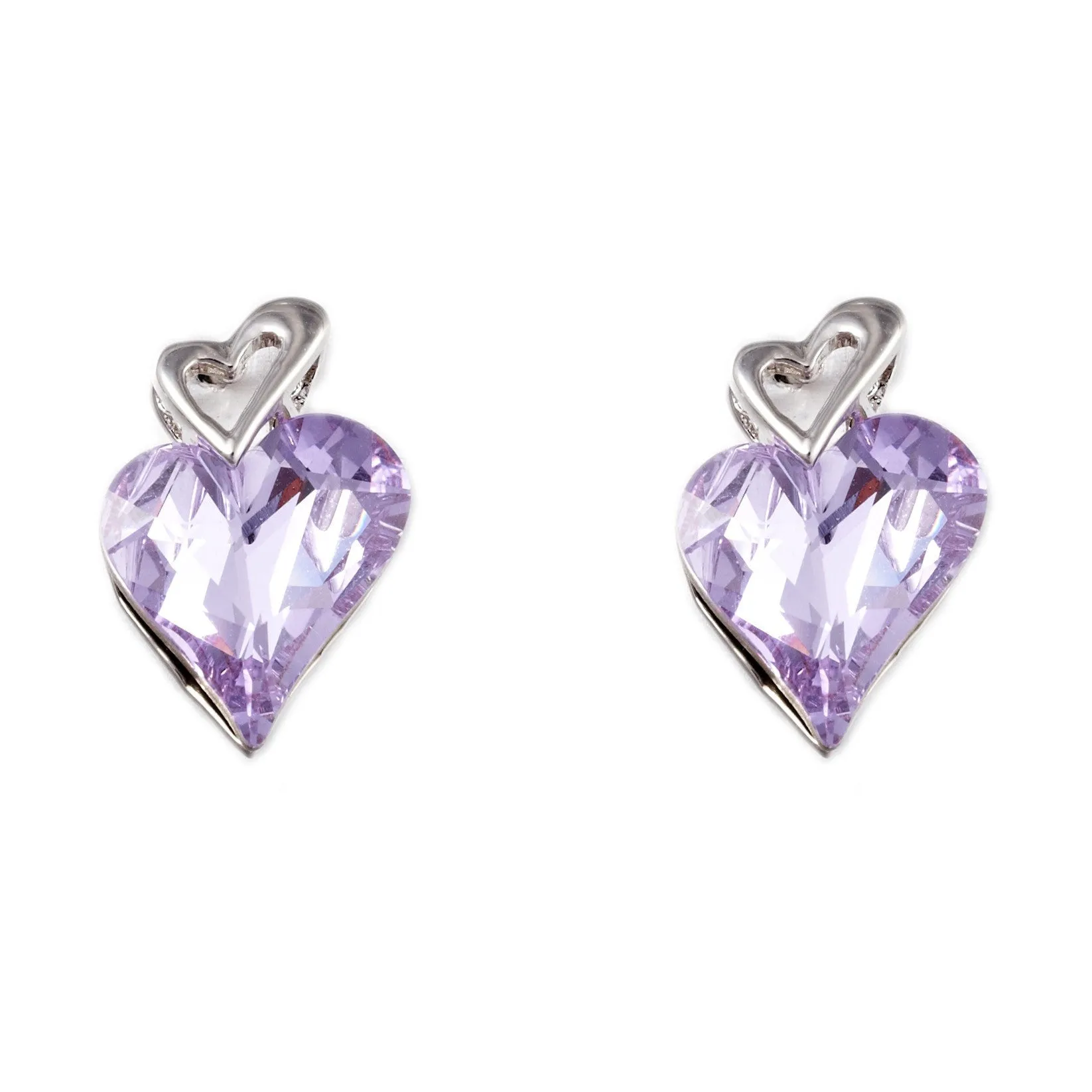 The violet Swarovski Crystal heart earrings