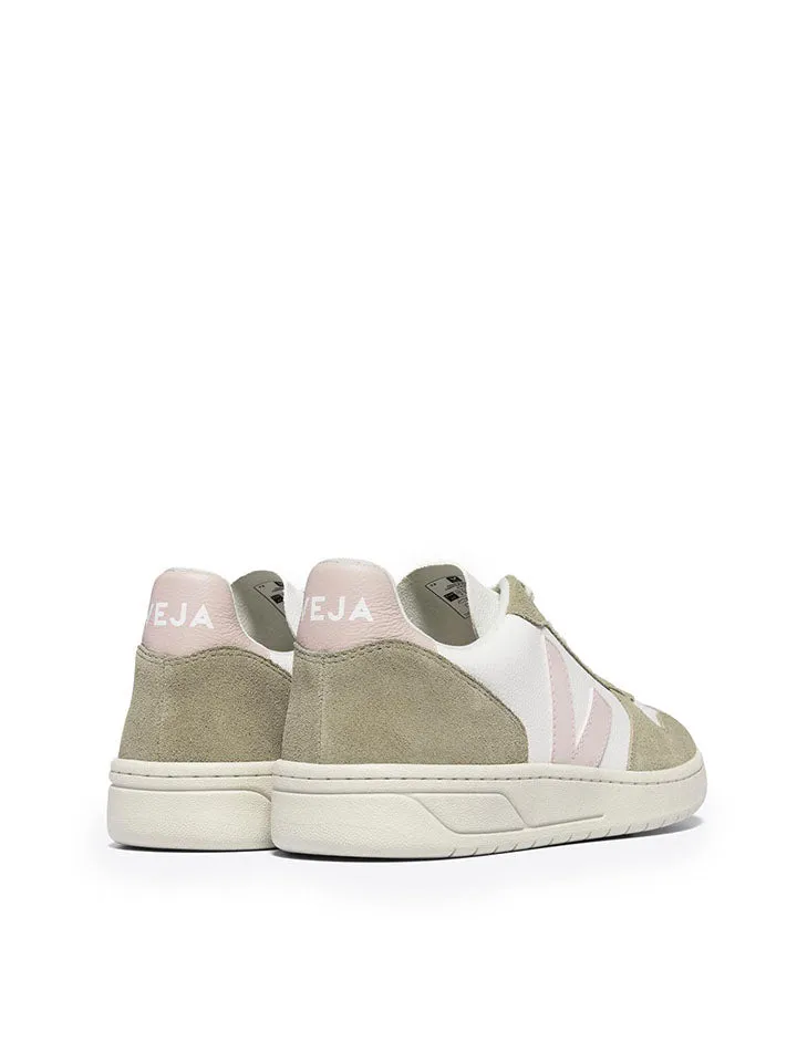 Veja Womens V-10 Chromefree Leather White Petale Sahara