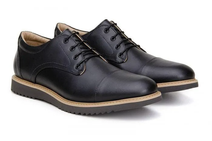 'Victor' Men's Cap Toe Derby Shoe by Ahimsa - Black