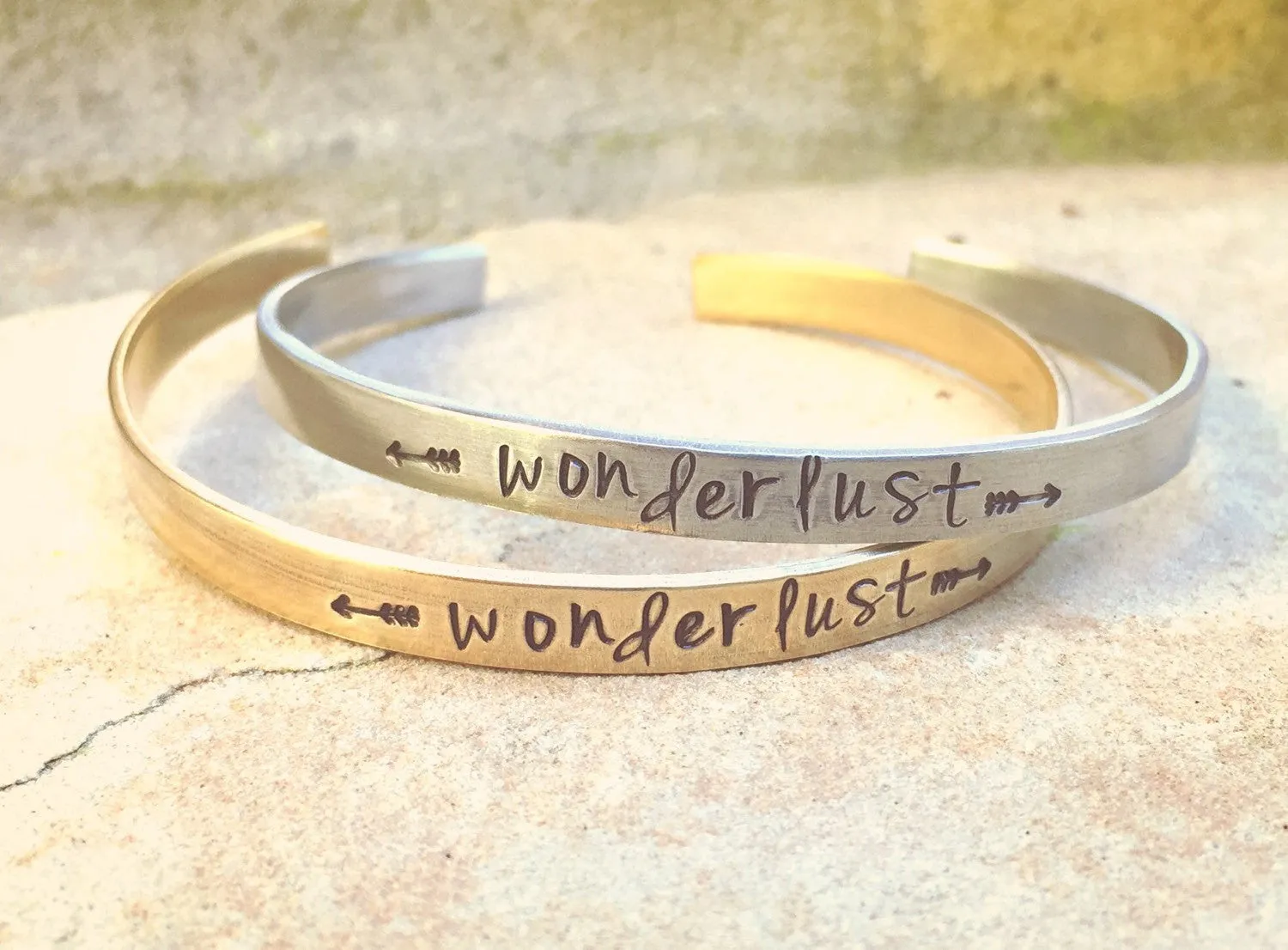 Wanderlust Cuff, Inspirational Jewelry,  Personalized Skinny Bracelet, Hand Stamped Message Bracelet, Skinny Cuffs, natashaaloha