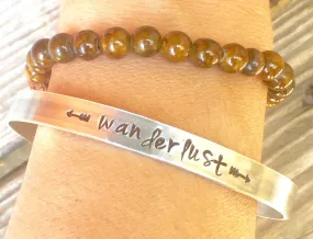 Wanderlust Cuff, Inspirational Jewelry,  Personalized Skinny Bracelet, Hand Stamped Message Bracelet, Skinny Cuffs, natashaaloha