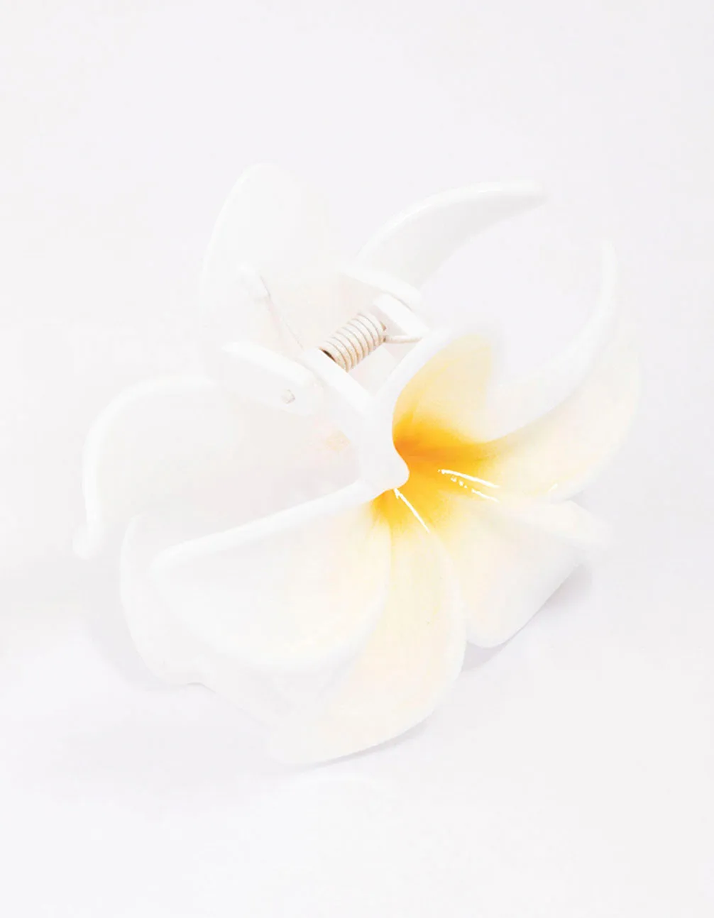 White Frangipani Flower Hair Claw Clip